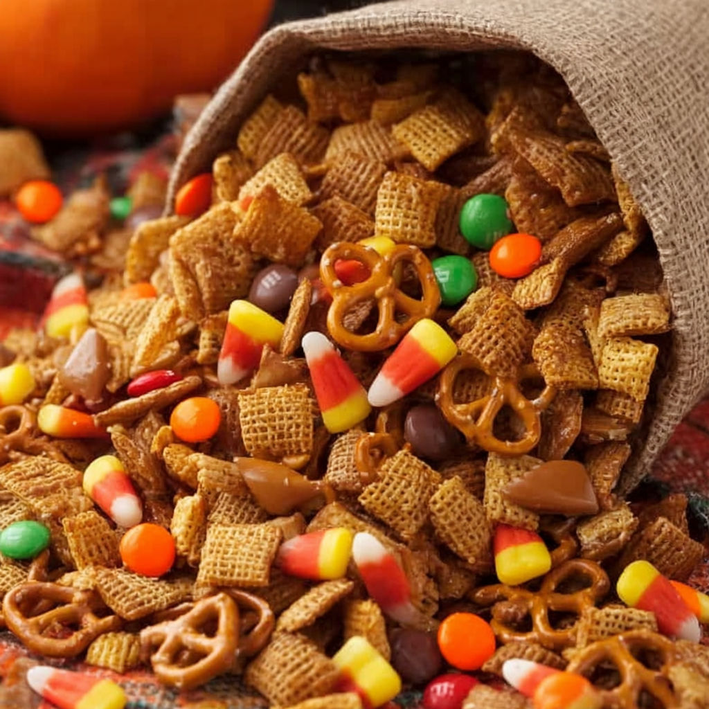 A bag of candy corn and other candies.