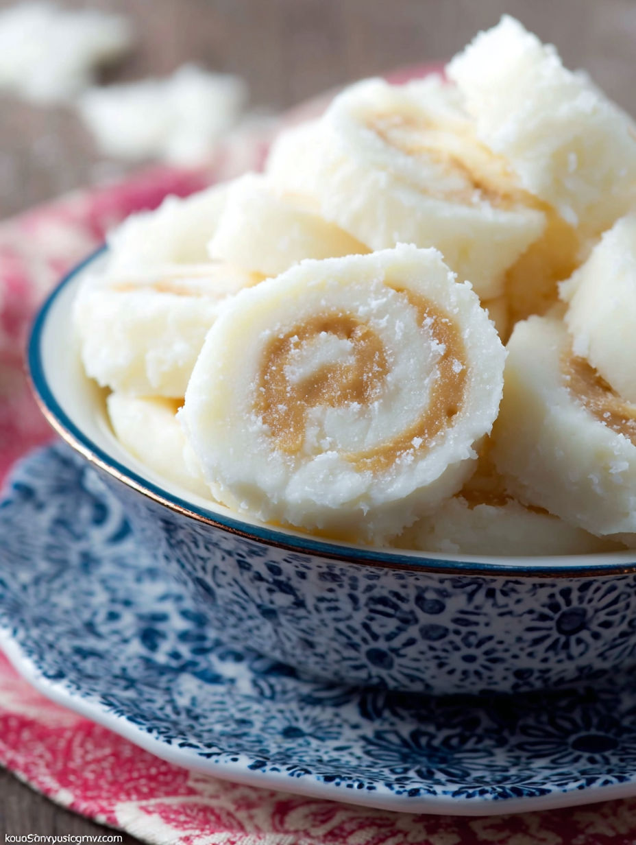 A bowl of potato candy.