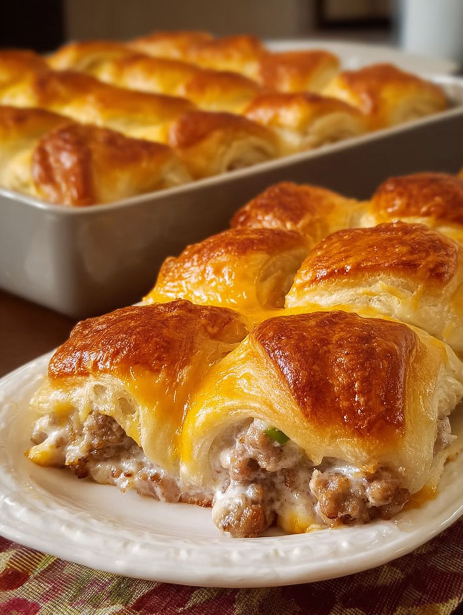 A plate of crescent sausage and cream cheese bake.