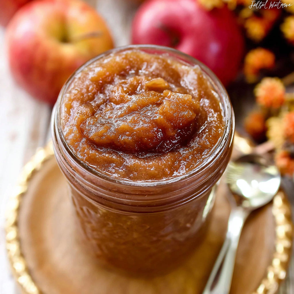 A jar of salted caramel apple butter.