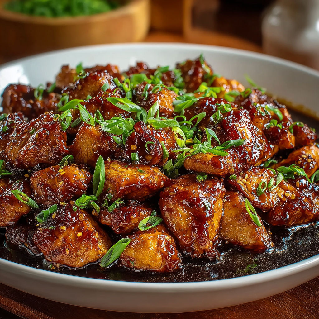 A plate of meat with a brown sauce.