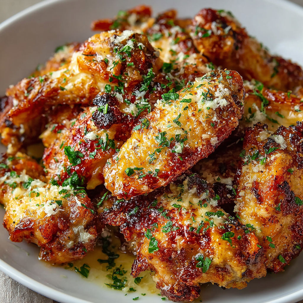 A plate of chicken with Parmesan cheese.
