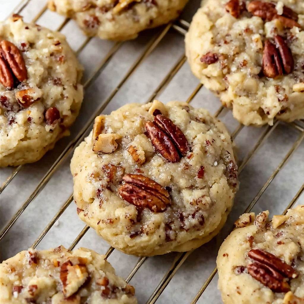 A tray of butter pecan cookies.