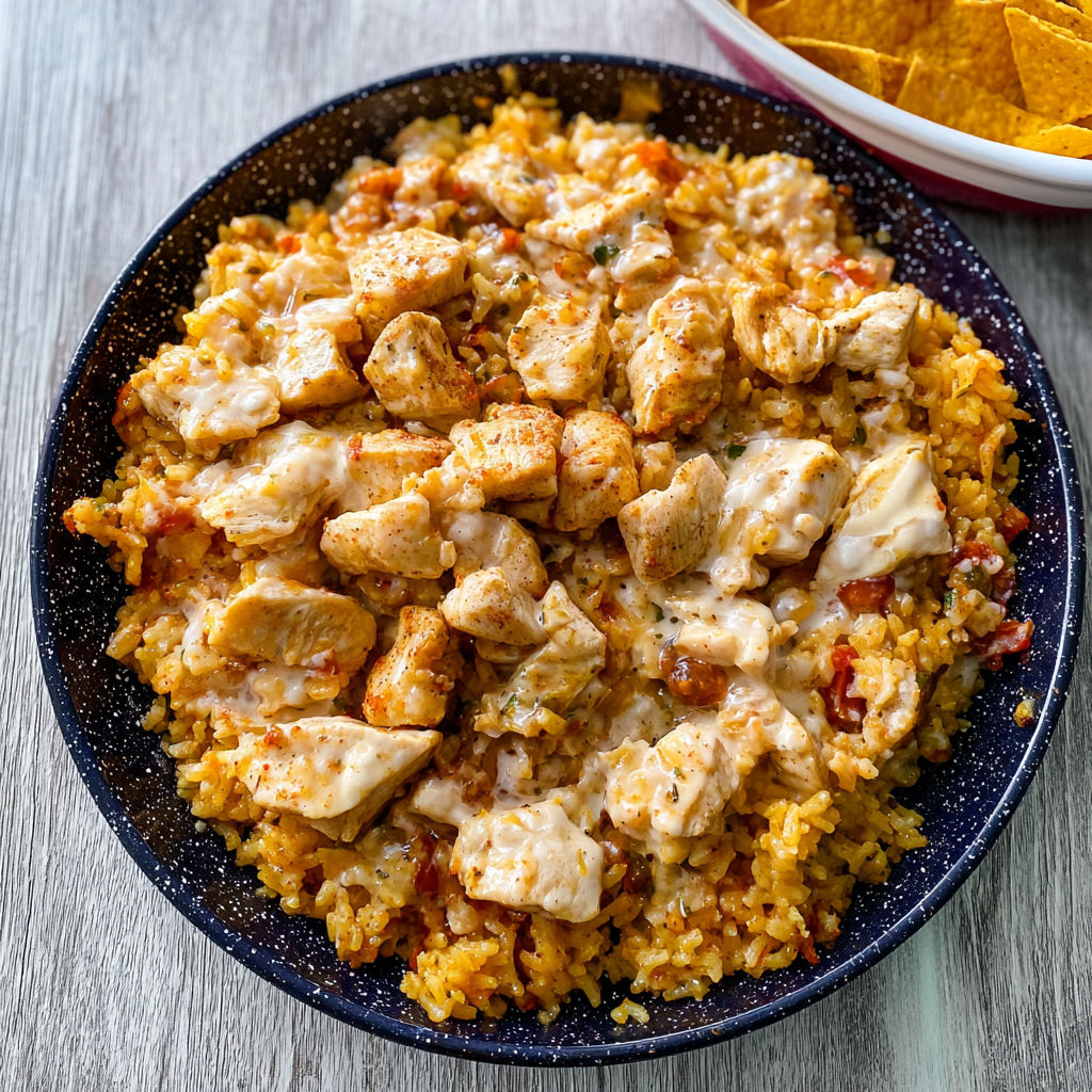A bowl of Pollo Loco chicken with rice and vegetables.