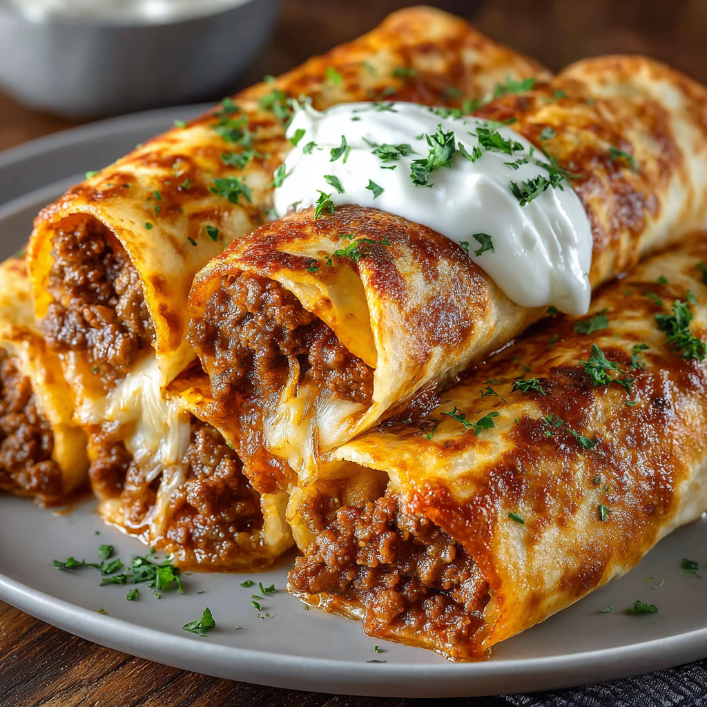A plate of crispy chicken enchiladas.