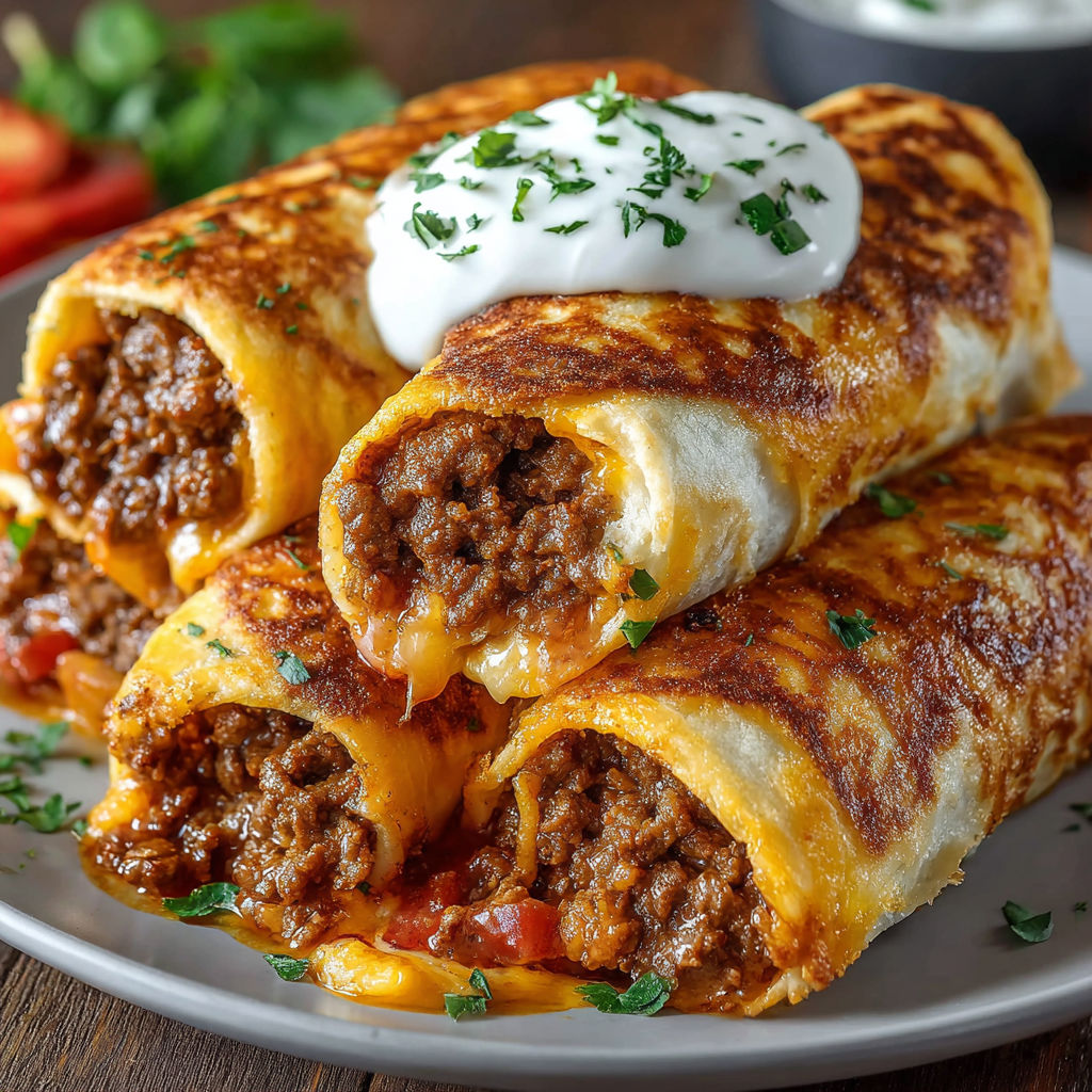 A plate of crispy burritos.
