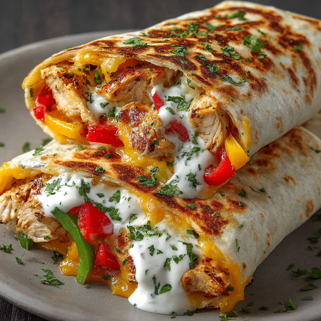 A chicken burrito on a plate.