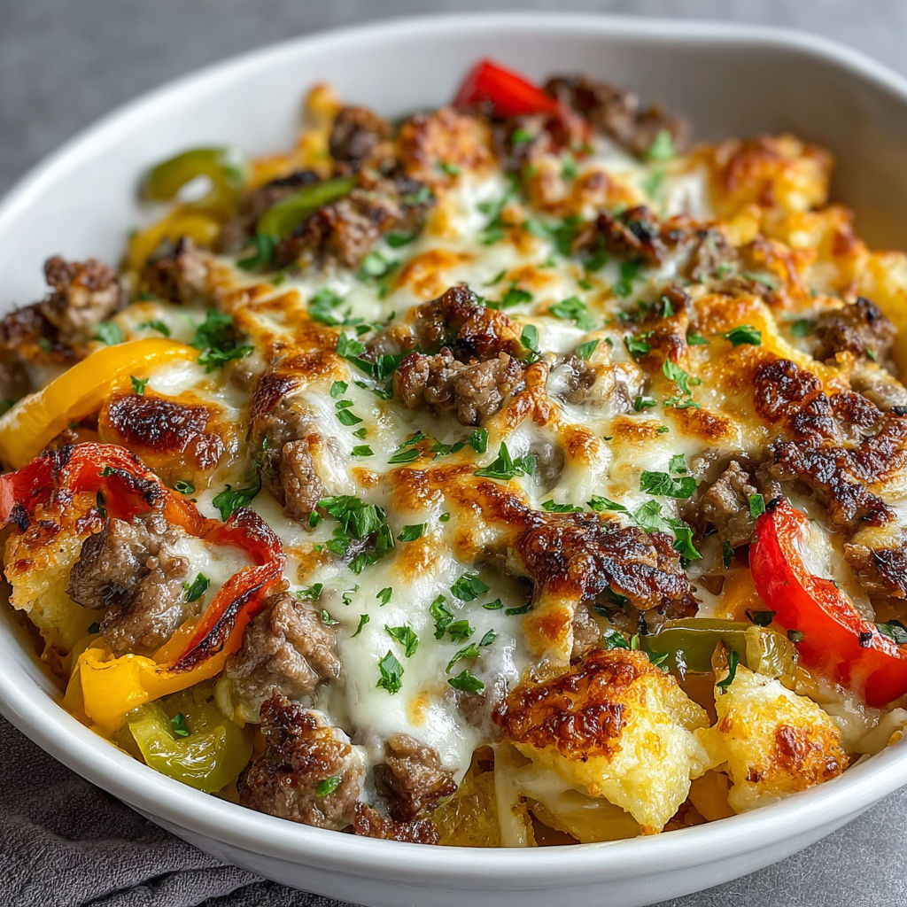 A bowl of food with the word Philly on it.