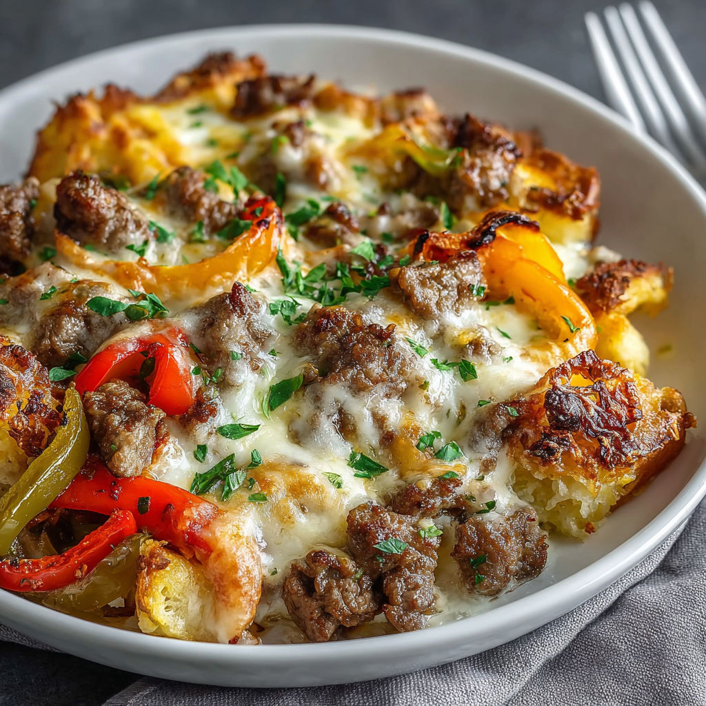 A plate of food with a fork and knife on the side.