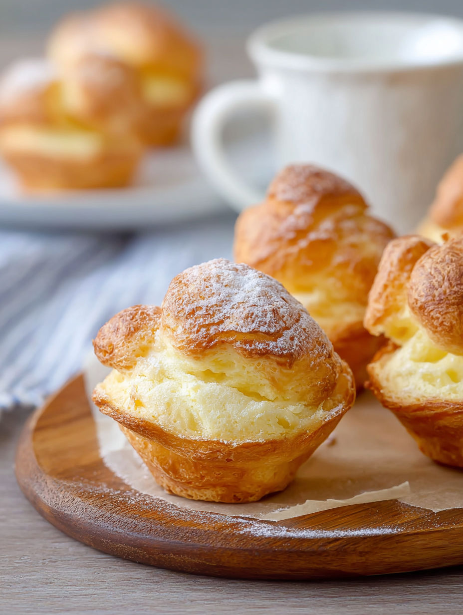 Three Nun's Puffs on a plate.