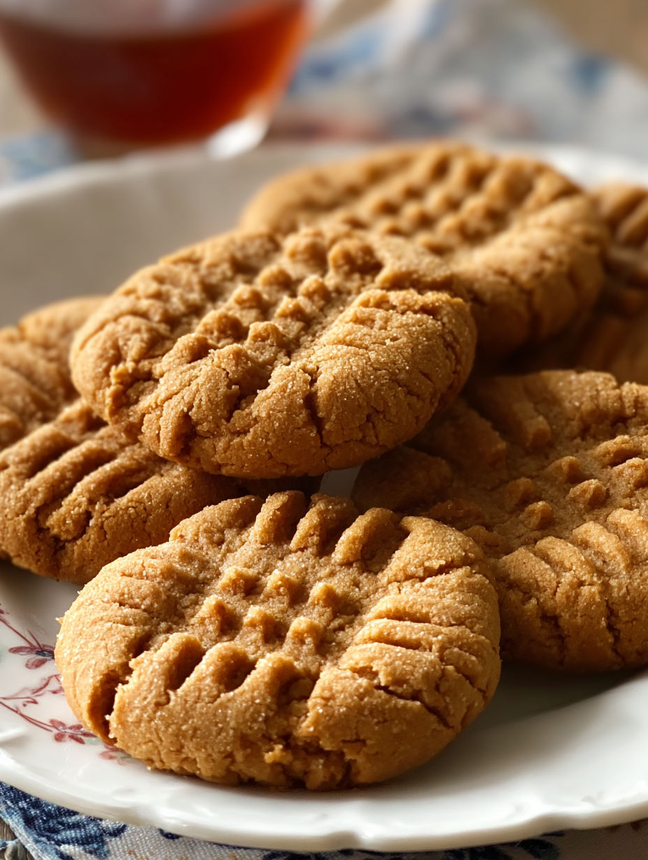 A plate of peanut butter cookies.