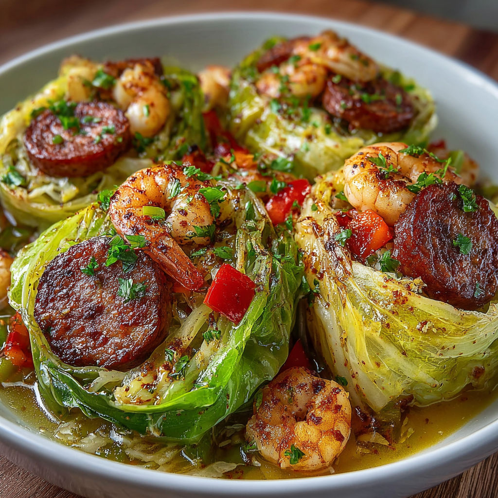 A bowl of food with shrimp and greens.