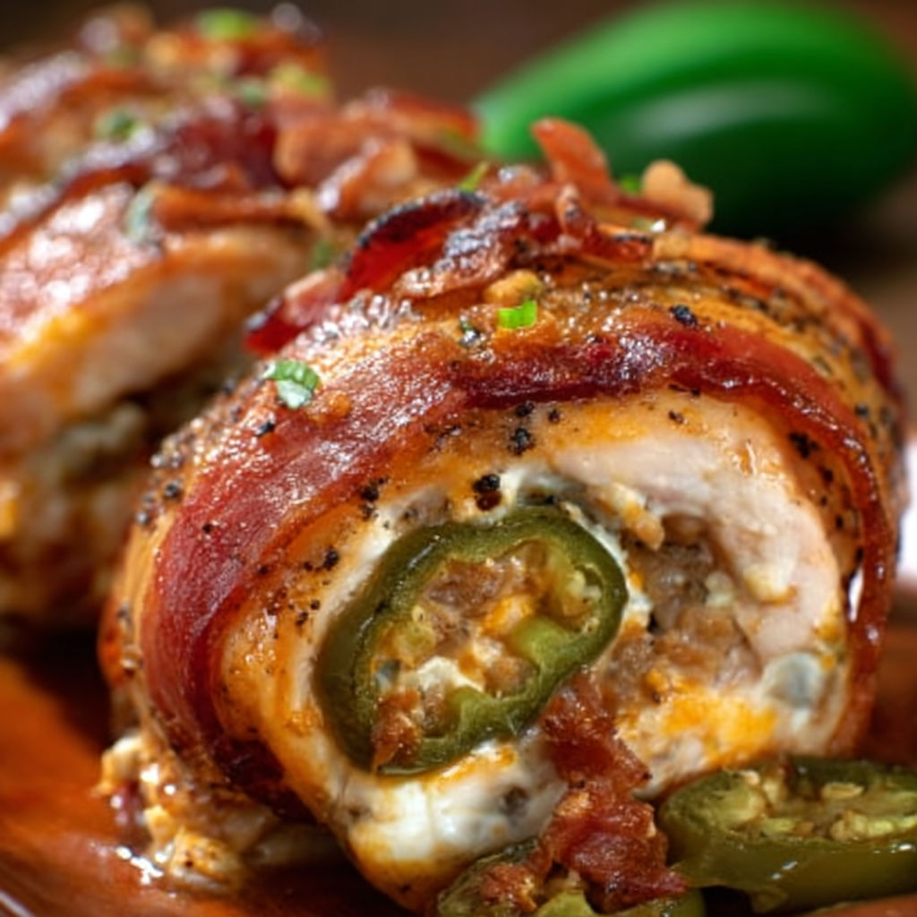 A plate of smoked jalapeño popper chicken bombs.