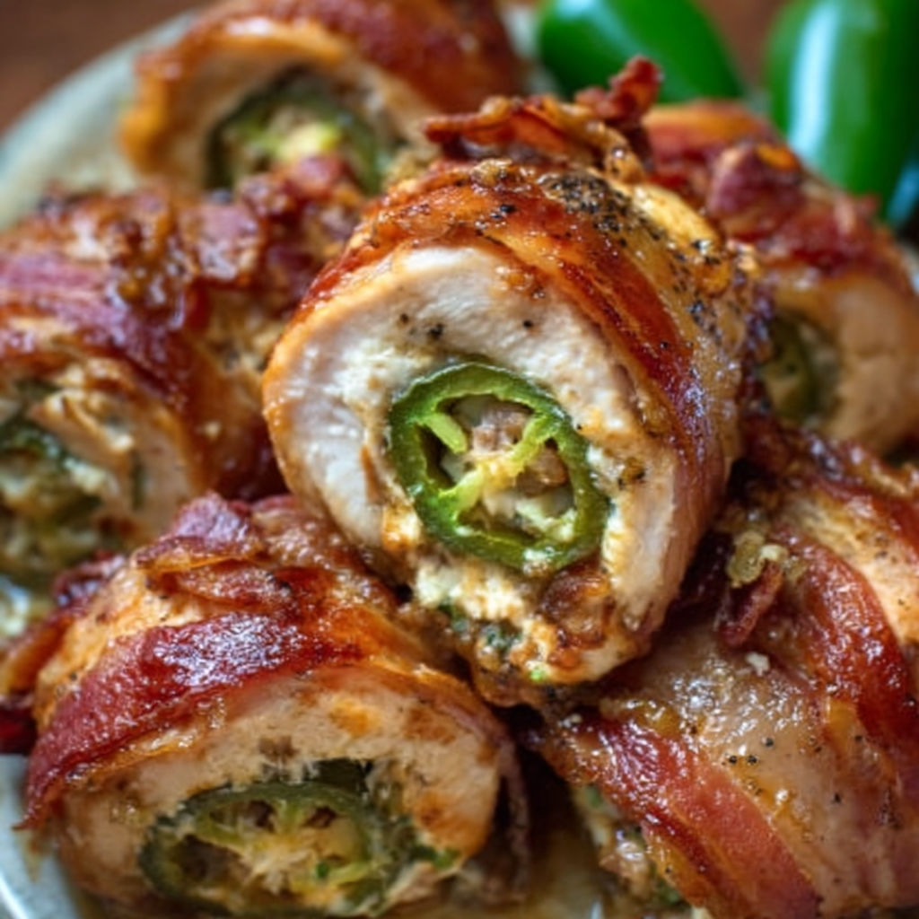 A plate of smoked jalapeño popper chicken bombs.