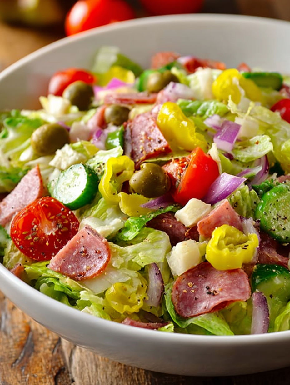 A bowl of Italian sub salad.