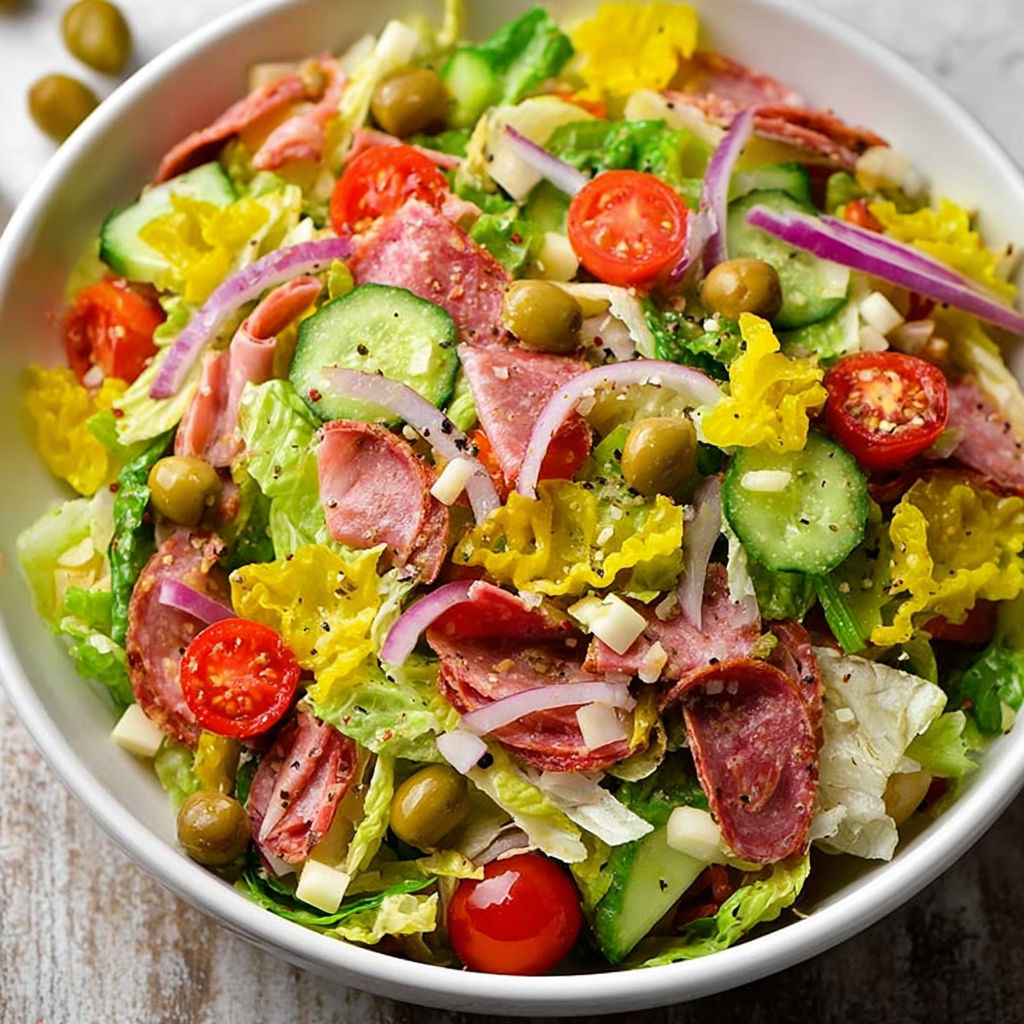 A bowl of Italian sub salad.