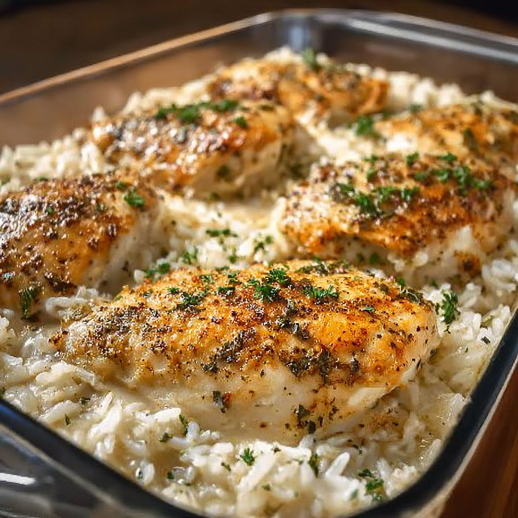 A dish of rice and chicken.