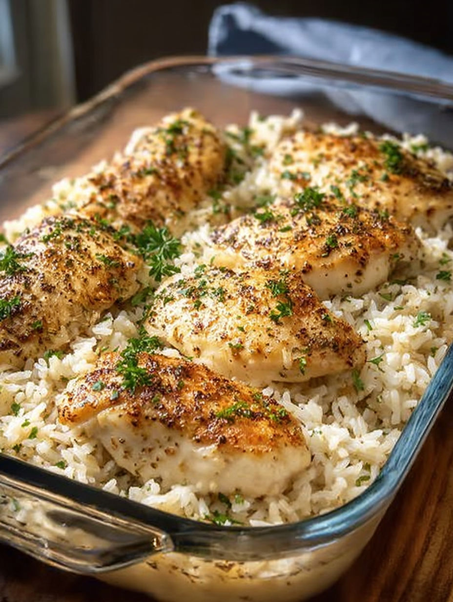 A dish of rice and chicken.