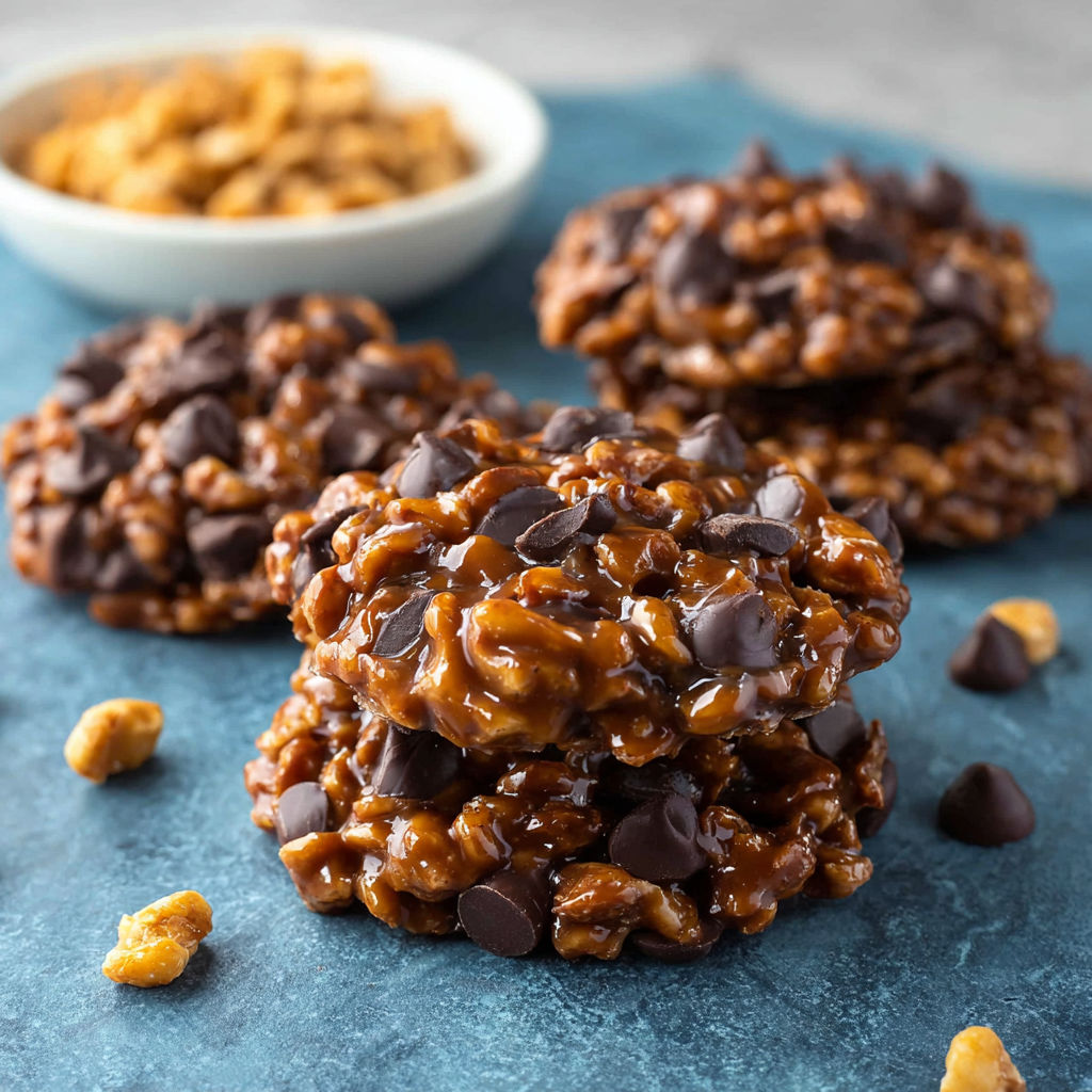 A bowl of chocolate chips and a plate of cookies.