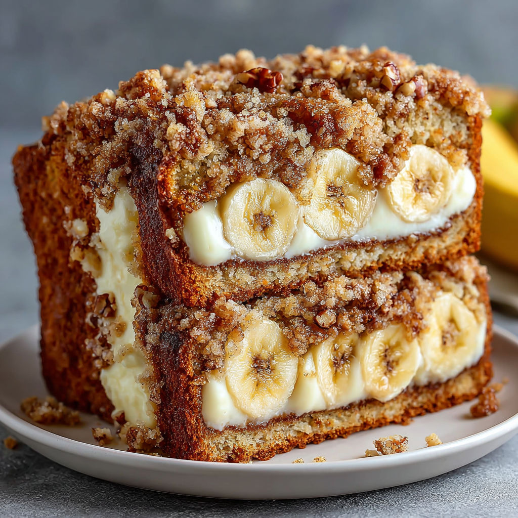 A slice of banana cream cake.