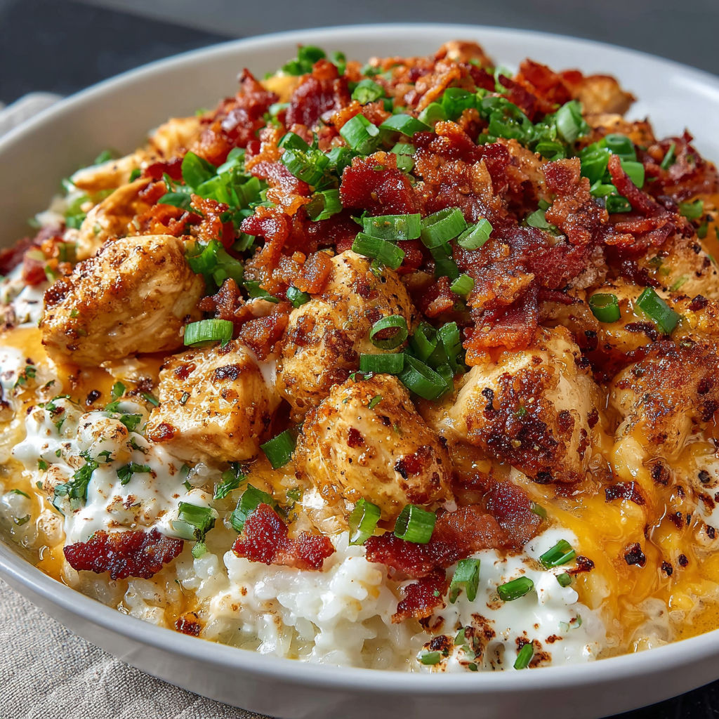 A plate of food with bacon and cheese.