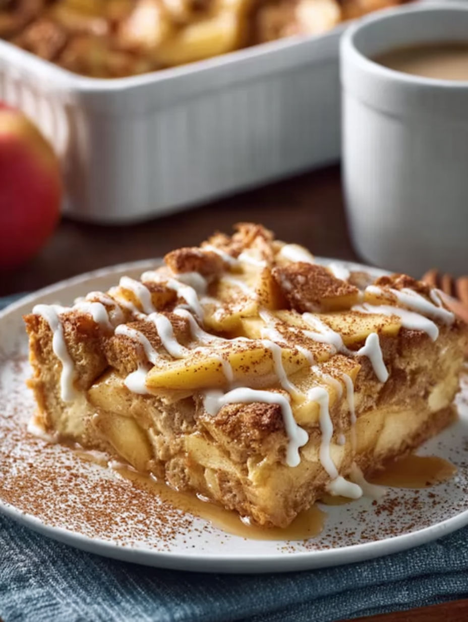 A slice of apple cinnamon cottage cheese breakfast bake.