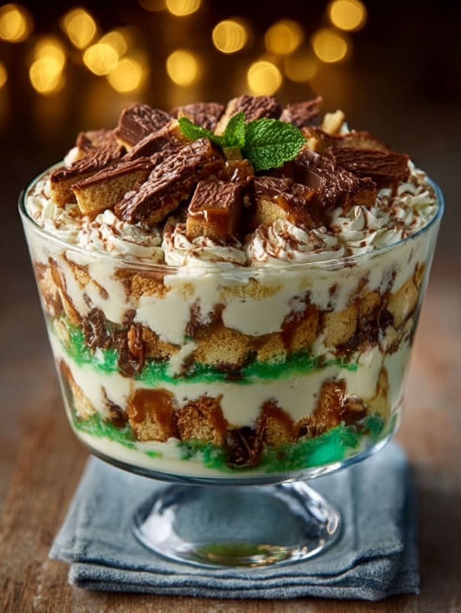A dessert with a green topping.