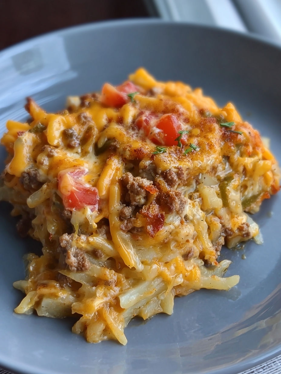 A plate of taco potato casserole.