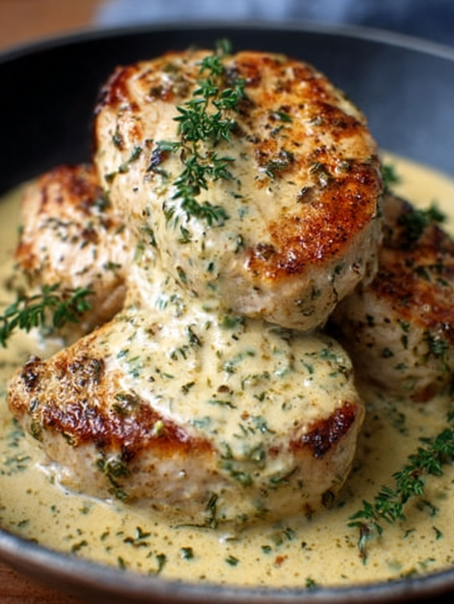 Chicken in Boursin Sauce with Garlic and Fine Herbs.