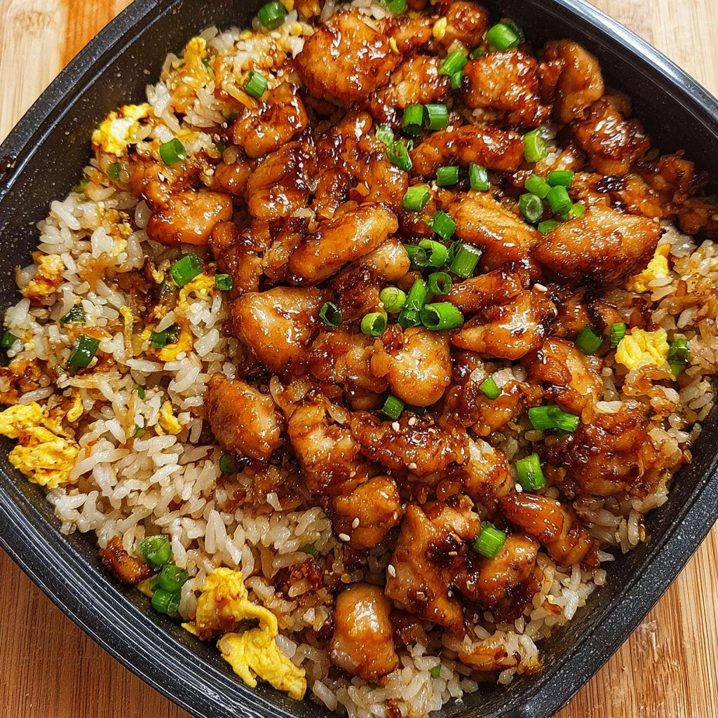 A plate of Hibachi Chicken Fried Rice.