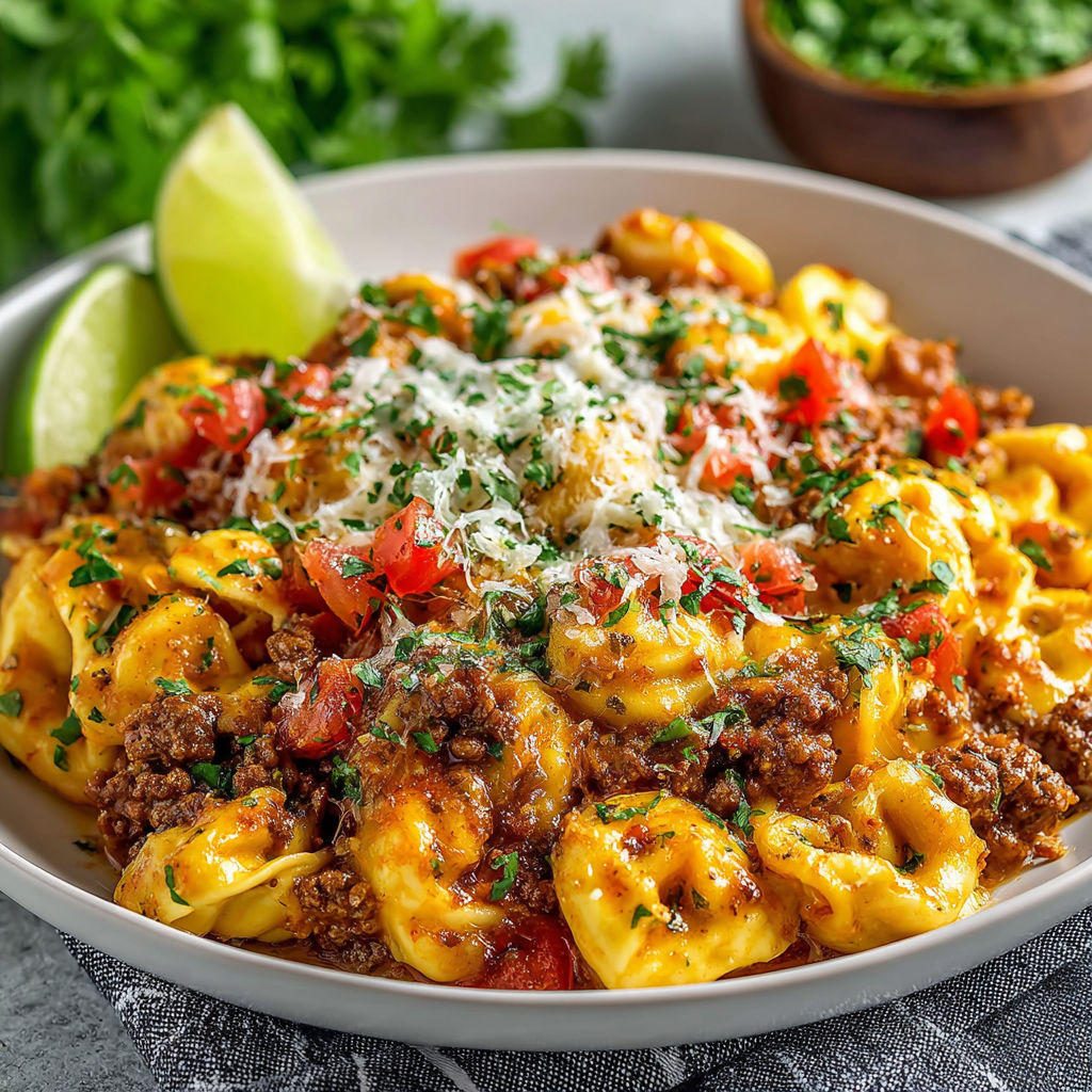 A bowl of pasta with tomatoes and cheese.