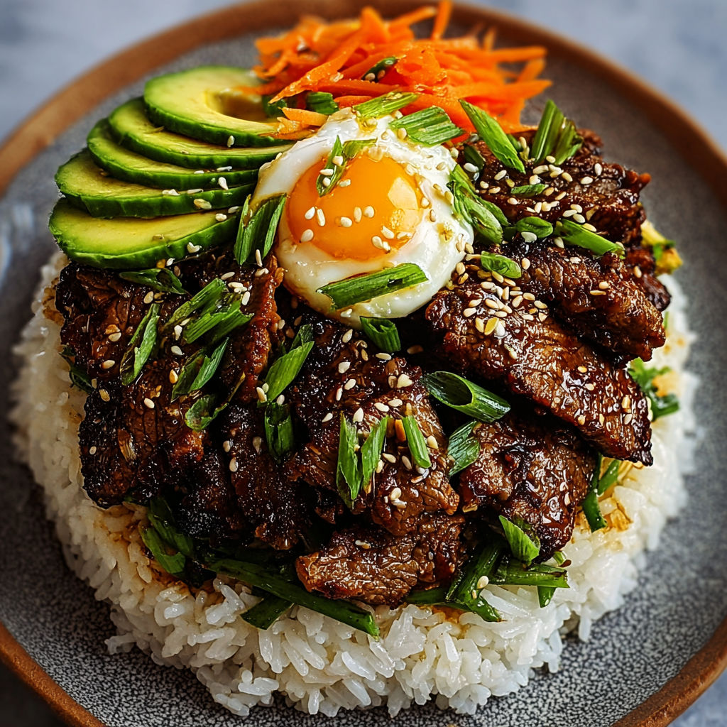 A plate of food with rice, meat, and vegetables.
