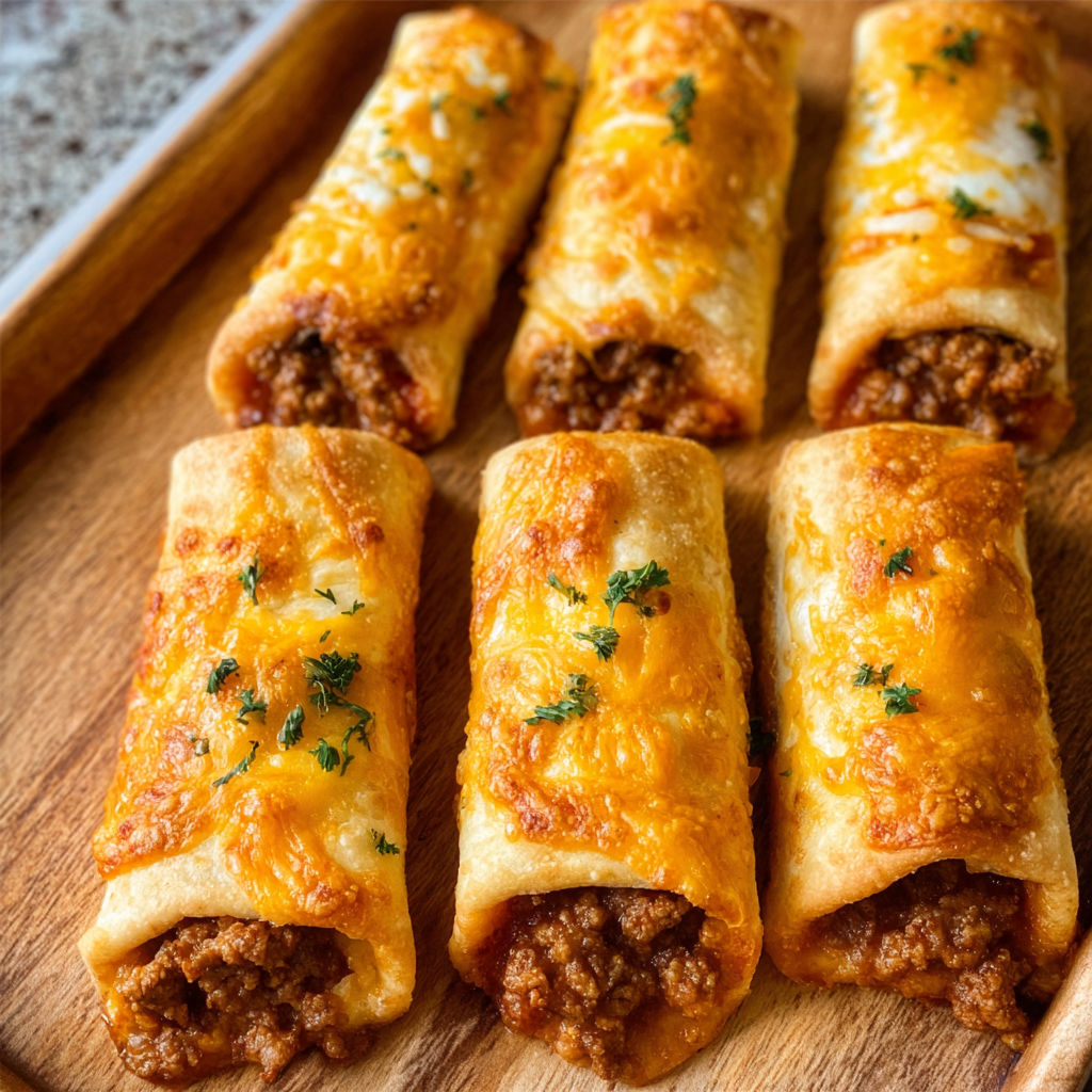 A wooden cutting board with cheesy taco sticks on it.