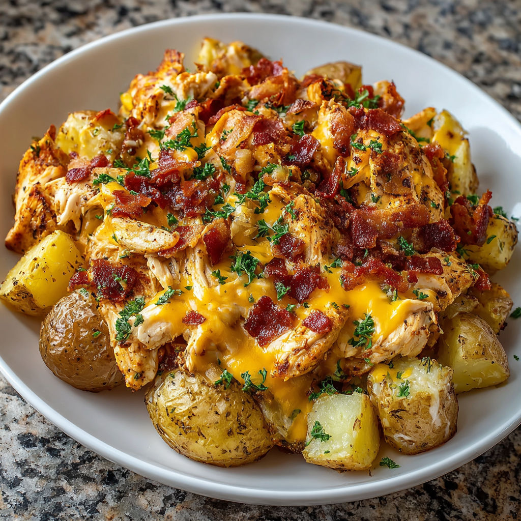 A plate of food with bacon and cheese.