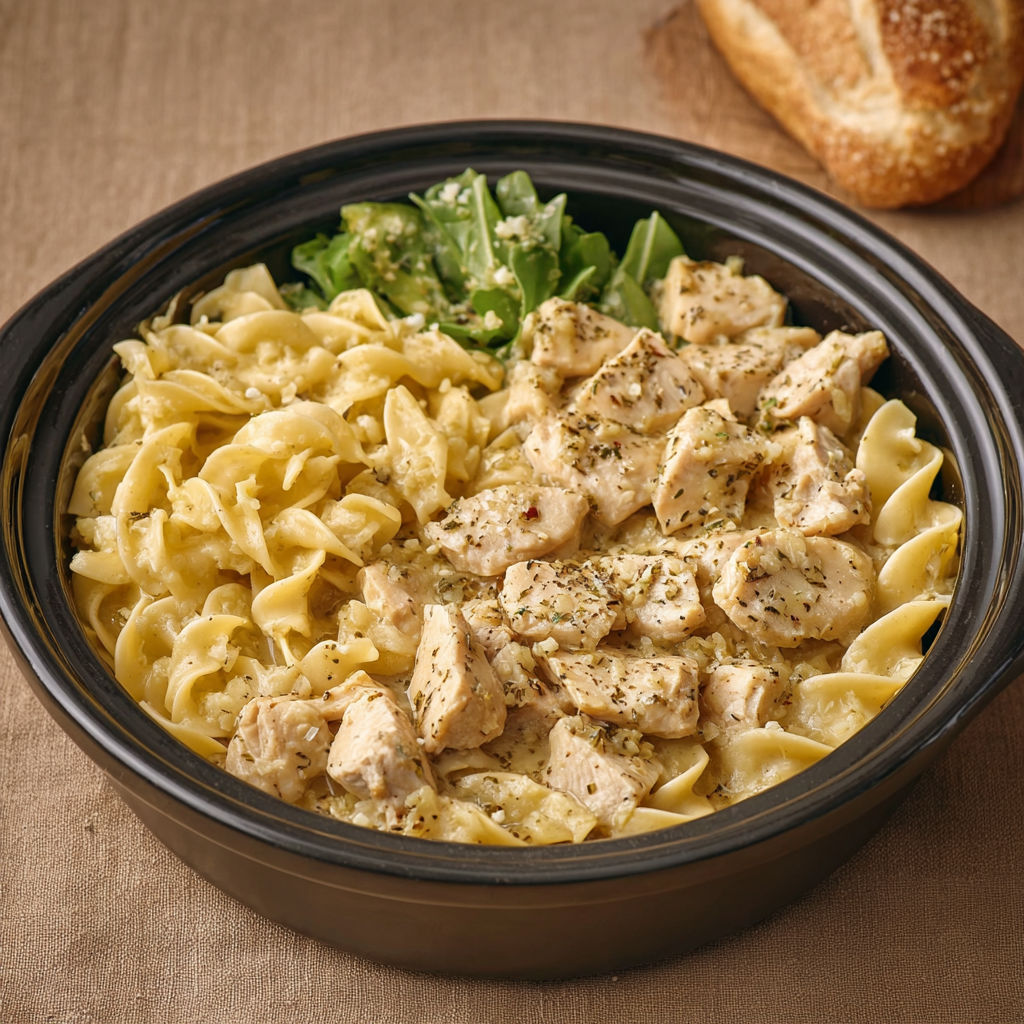 A bowl of chicken noodle soup.