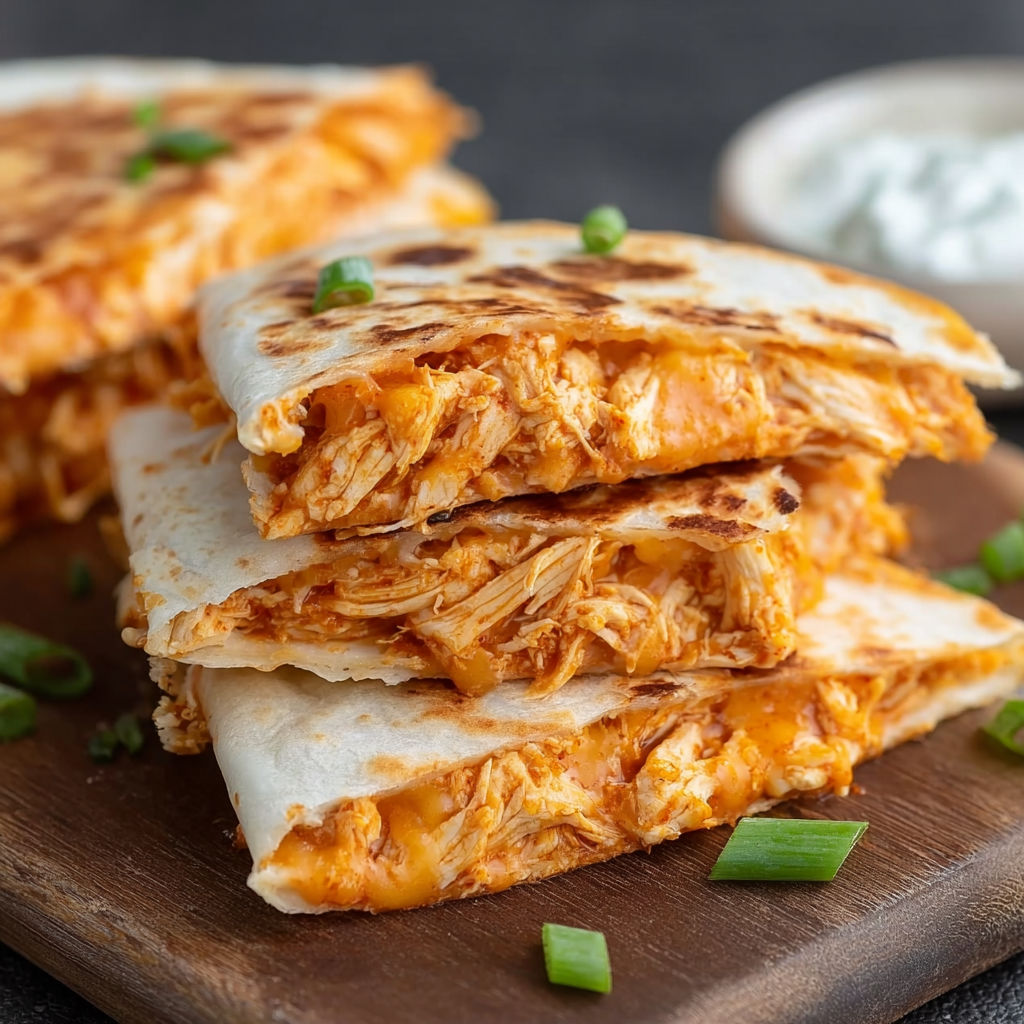 A stack of Buffalo Chicken Quesadilla.