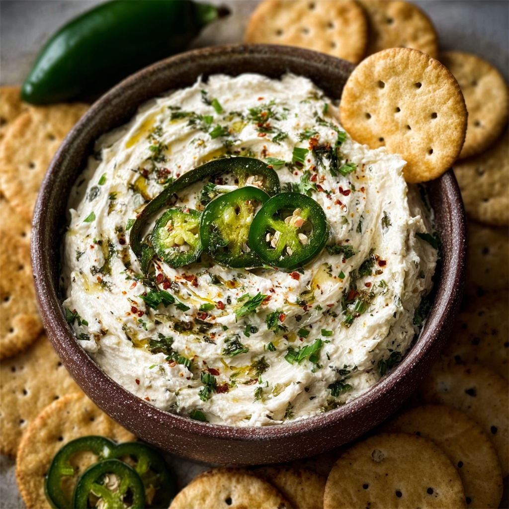 A bowl of roasted jalapeño cowboy cream cheese dip.