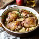 A bowl of chicken and apples.