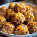 A plate of rotel cream cheese sausage balls.