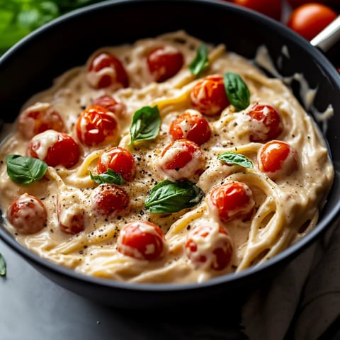 Tahini Pasta with Burst Cherry Tomatoes
