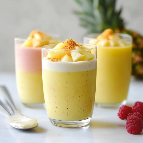 Three glasses of fruit are placed on a table, with a spoon nearby.