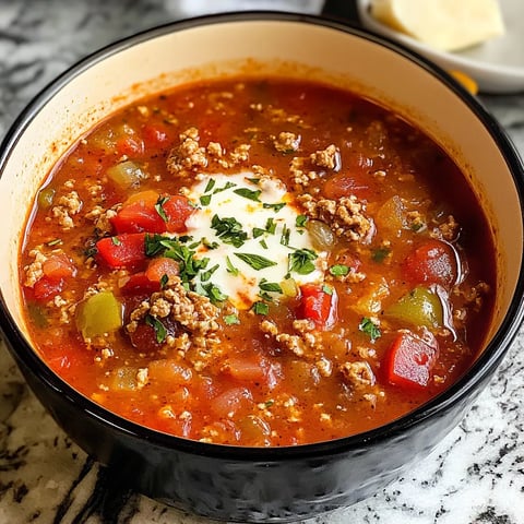 A bowl of soup with meat and vegetables in it.