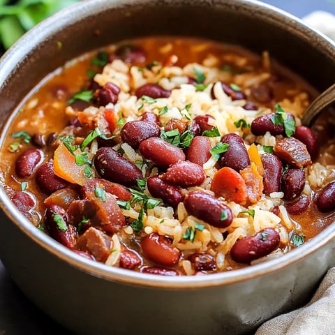 A bowl of beans with rice and a green herb on top.