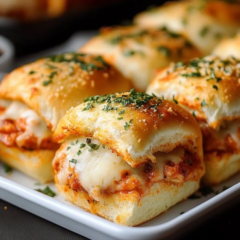 A plate of sandwiches with cheese and meat.