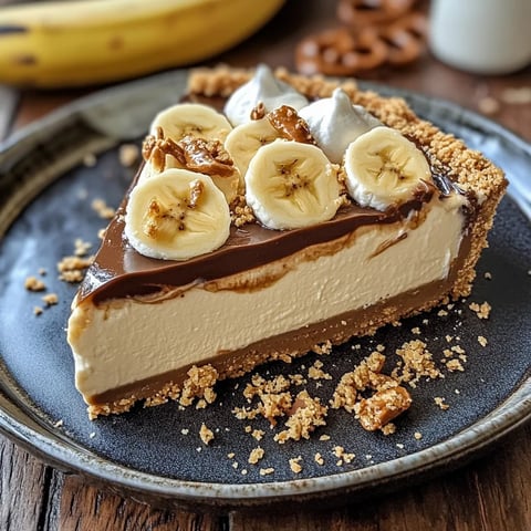 A slice of pie with bananas and chocolate.