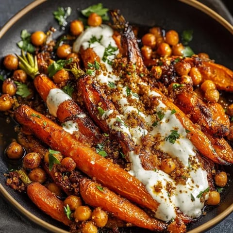 A bowl of food with carrots and hummus.