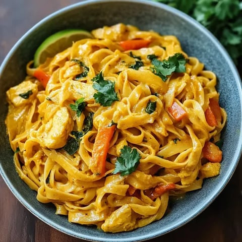 A bowl of noodles with carrots and chicken.