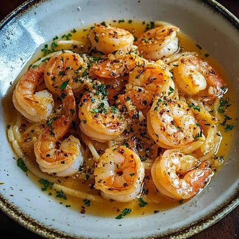 A bowl of shrimp and pasta.