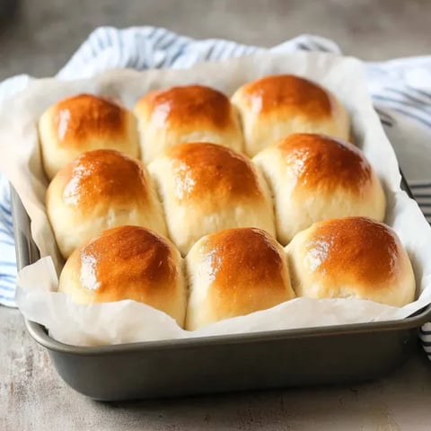A pan of bread rolls.