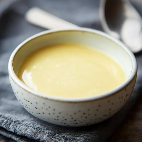 A bowl of soup with a spoon in it.